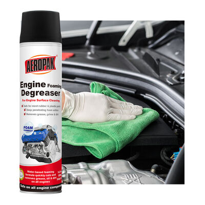 Aeropak 650ml Aerosol Foaming Engine Cleaner Spray Quá nhanh để loại bỏ Vết dầu nặng Máy cũ Không có mùi 3 năm hết hạn